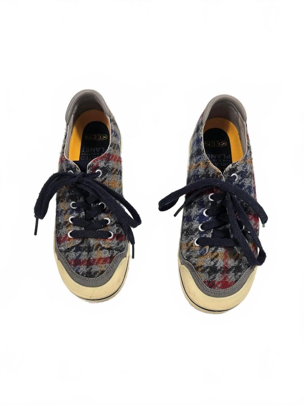 KEEN Women's Elsa IV Wool Plaid Sneaker Houndstooth Gray Red Blue Size 7.5 Fall